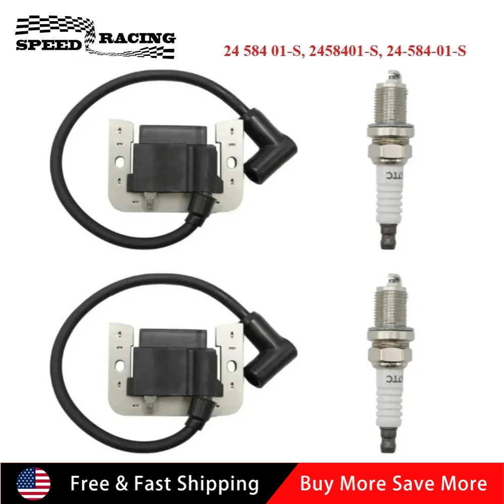 

M132370 MIU11542 24-584-04-S High Quality 2pcs Ignition Coil Module Set For Kohler SV740 SV840 CH20GS CH25GS CH23GS CH22QS Black