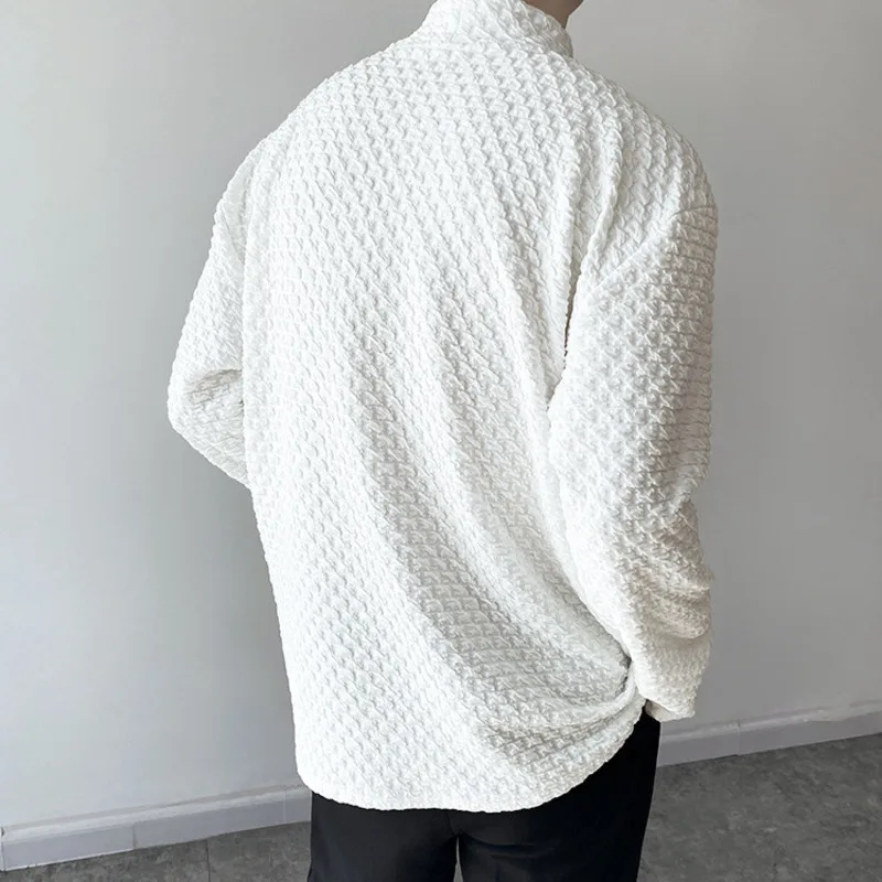 HKSH Spring Autumn New Men Niche Design Pleated Personality Versatile Long Sleeve T-shirt Trendy Casual Solid Color Tops HK18651