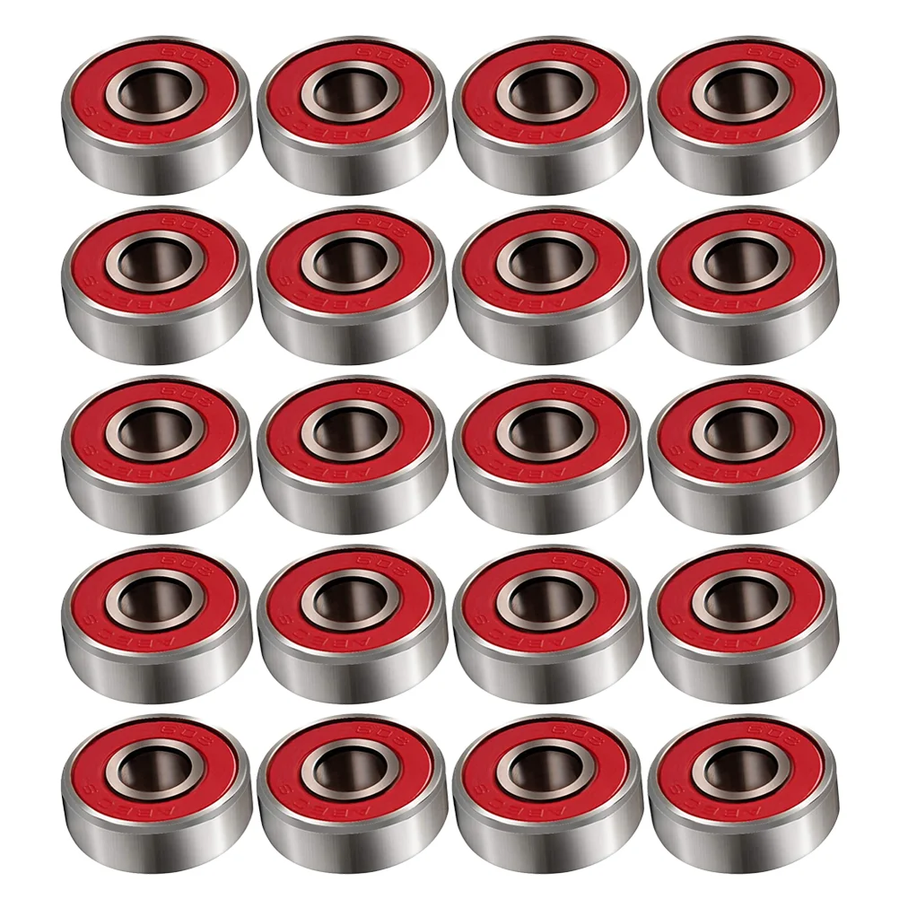 20pcs 608 2 Inline Roller Skate Wheel Bearing Anti-rust Skateboard Wheel Bearing Sealed -9 (Red)