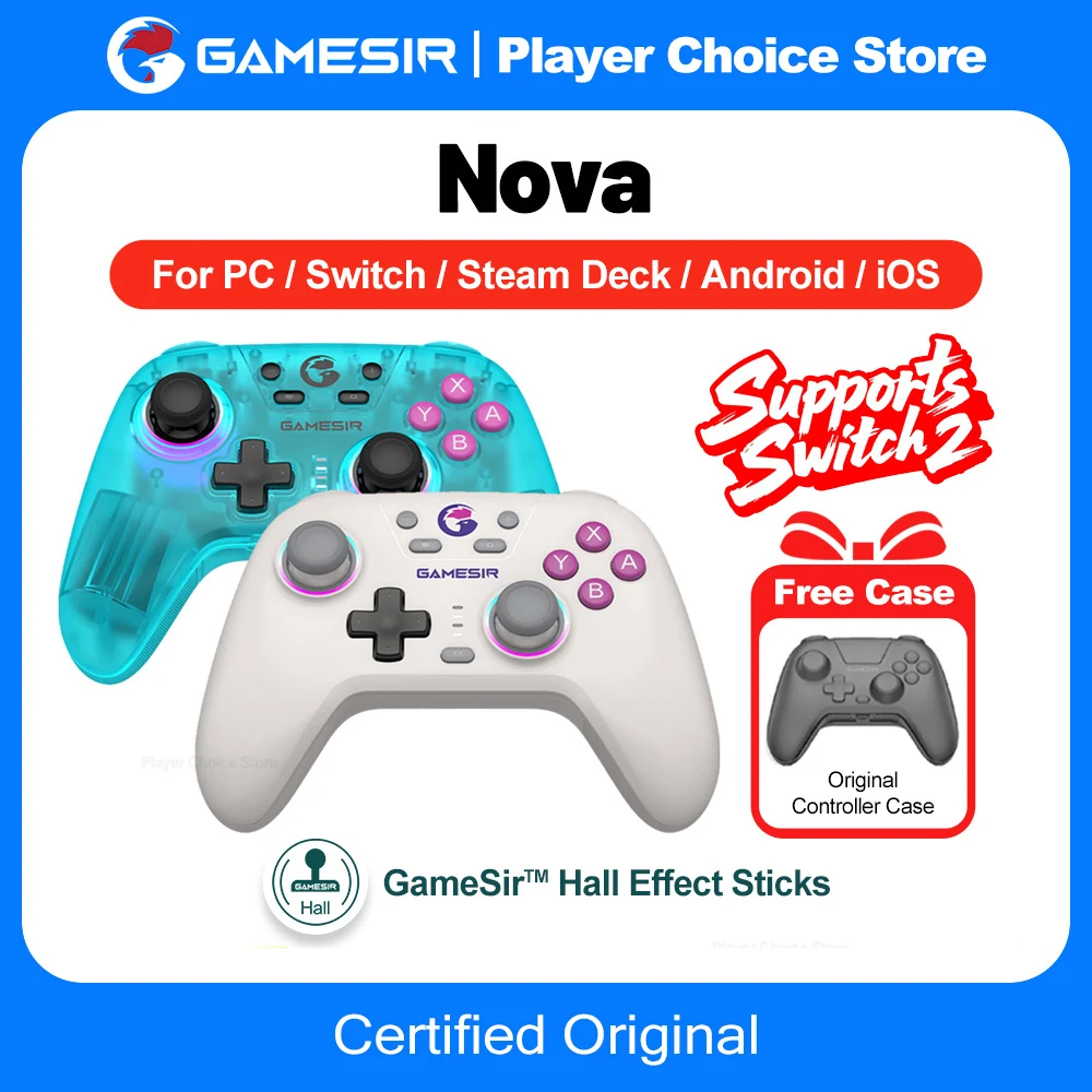 Gamesir Nova PC Gamepads For Nintendo Switch 2 Controller Windows Steam Switch Android IOS Gamer Hall Effective Sticks HD Rumble