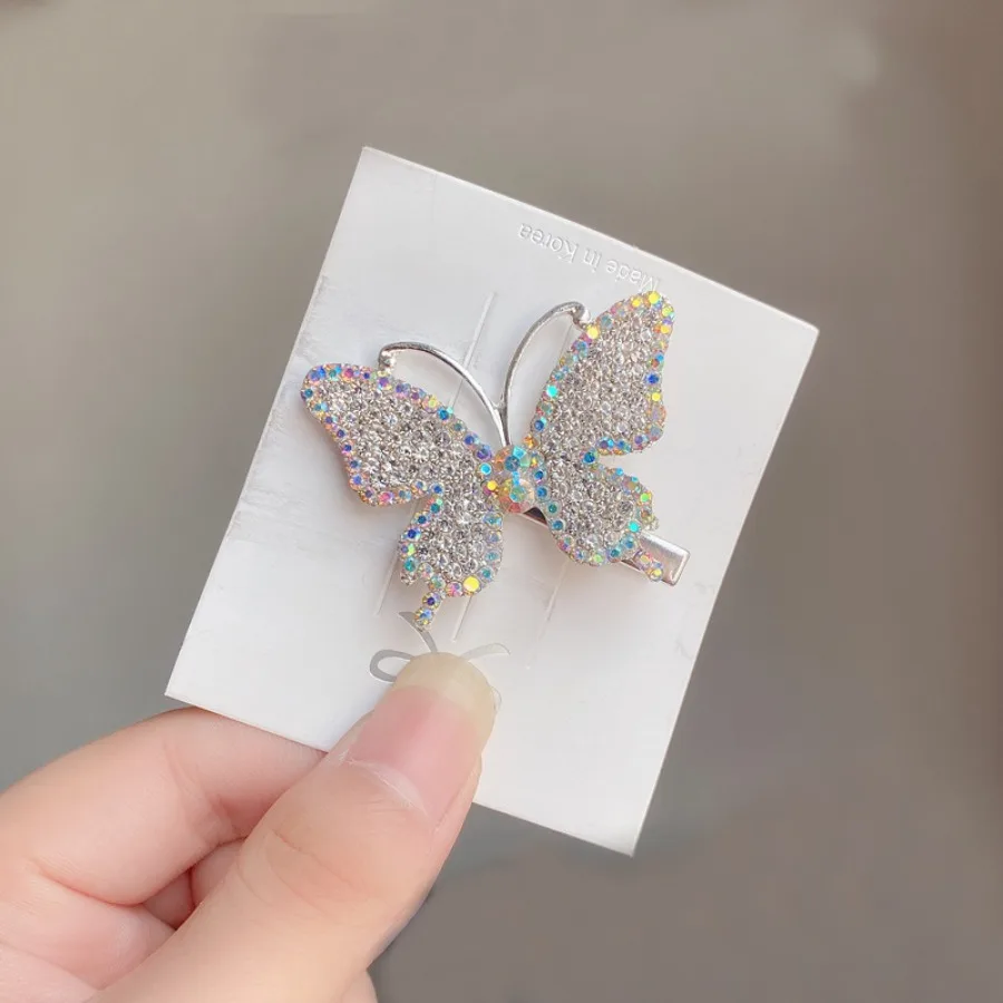 Fashion Butterfly Rhinestone Hair Clips for Girls Sweet Kids Hairpins Barrette Summer Headwear Hair Accessories Hair Ornaments