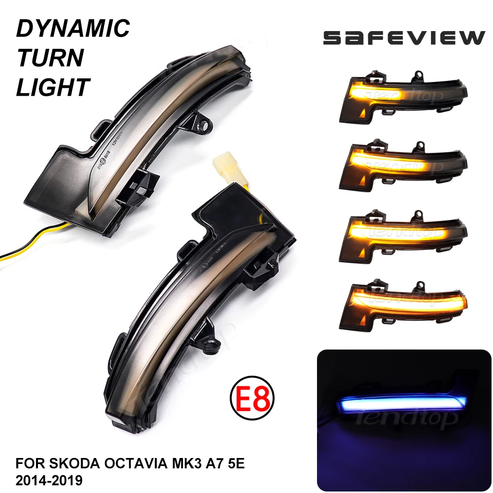 Dinâmico LED Turn Signal Light, Asa Lateral, Indicador Do Espelho Retrovisor, Blinker Repetidor, Skoda Octavia Mk3 A7 5E 2014-2019