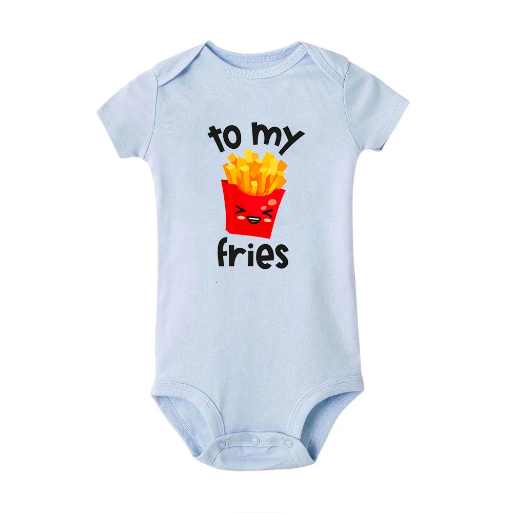 You Are The Burger To My Fries Twins Brother Romper Cute Printed Outfit Clothes Sister Girls Short Sleeve Bodysuit Holiday Gifts