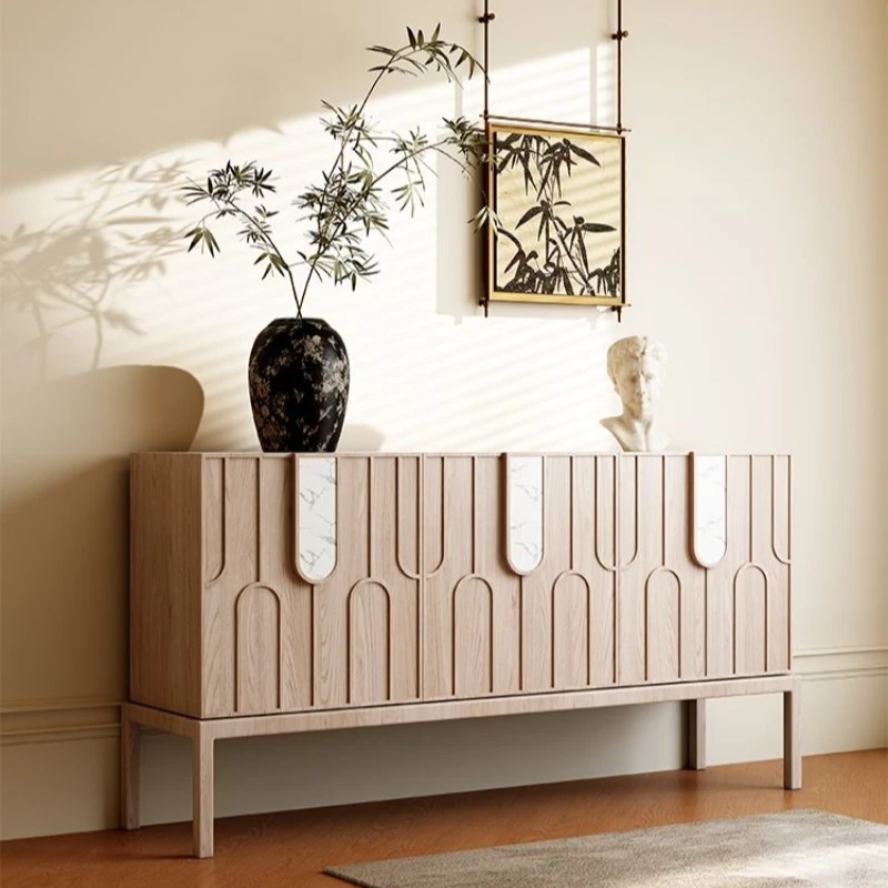 

porch cabinet Solid wood wabi-sabi wind dining side cabinet Locker Modern simple living room partition decorative cabinet