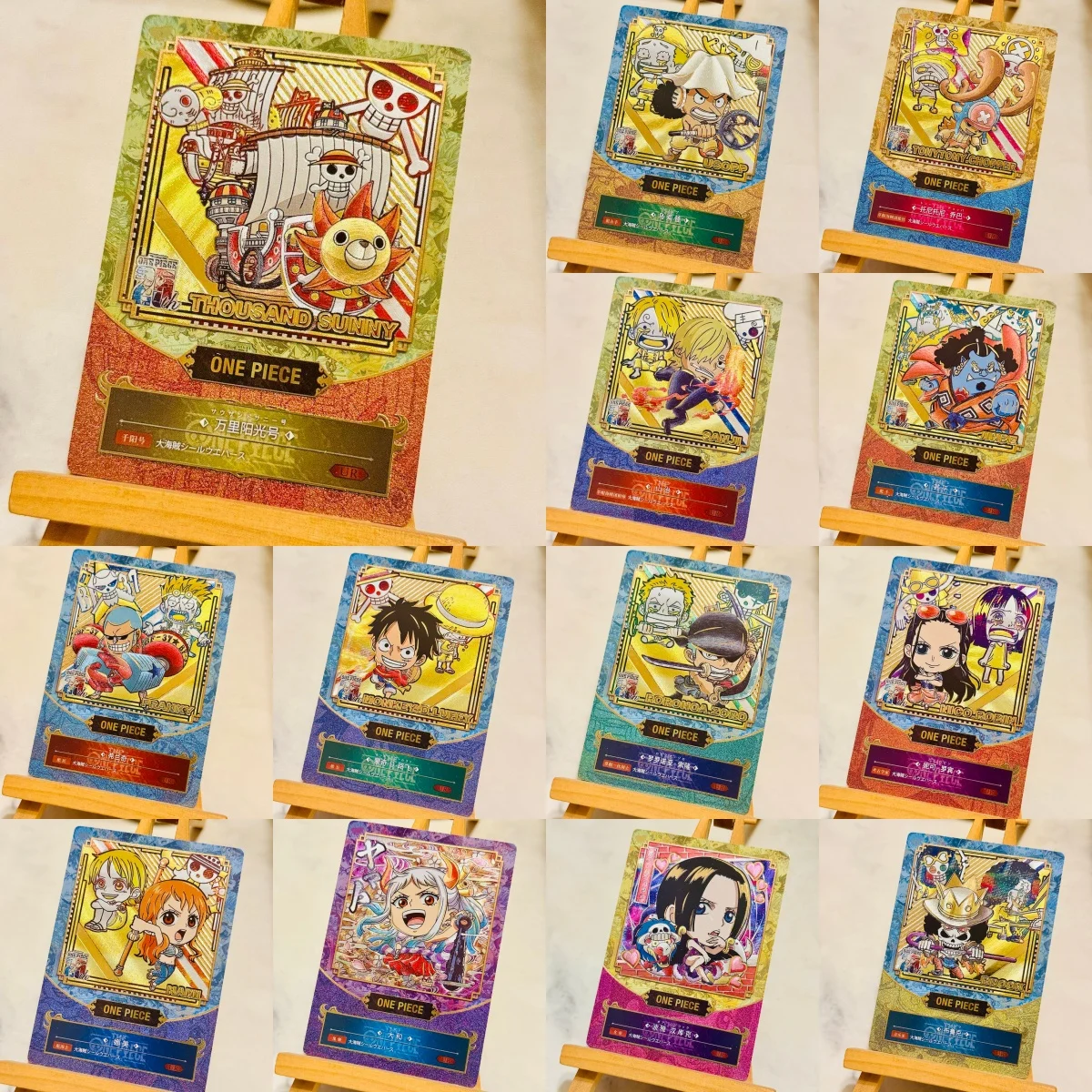 13pcs Diy One Piece Anime Big Head Series Glare Flash Card Sanji Jinbe Franky Monkey D. Luffy Nico Robin Game Collection Card