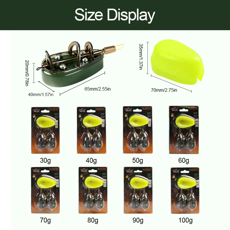 JSFUN 30 جرام 40 جرام 50 جرام 60 جرام 70 جرام 80 جرام 90 جرام 100 جرام الطعم قاذف الكارب المغذية طريقة صيد سمك الشبوط المغذية والعفن الكارب صيد السمك مجموعة