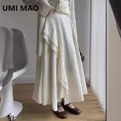 UMI MAO French High Waisted Midi Skirt For Women's Spring New Versatile Temperament Design Sense Niche Irregular Skirts Femme