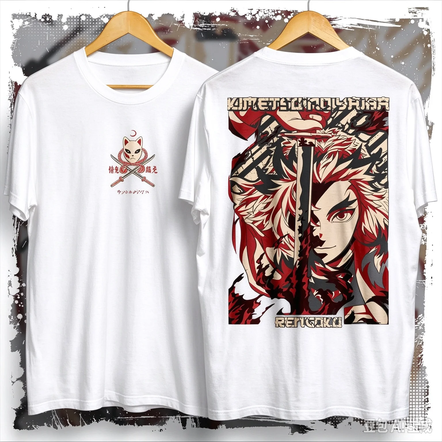 2026 Demon Slayer Rengoku Kyoujurou Anime T-shirt Unisex Cotton Short Sleeve Double Sided Manga Print Streetwear