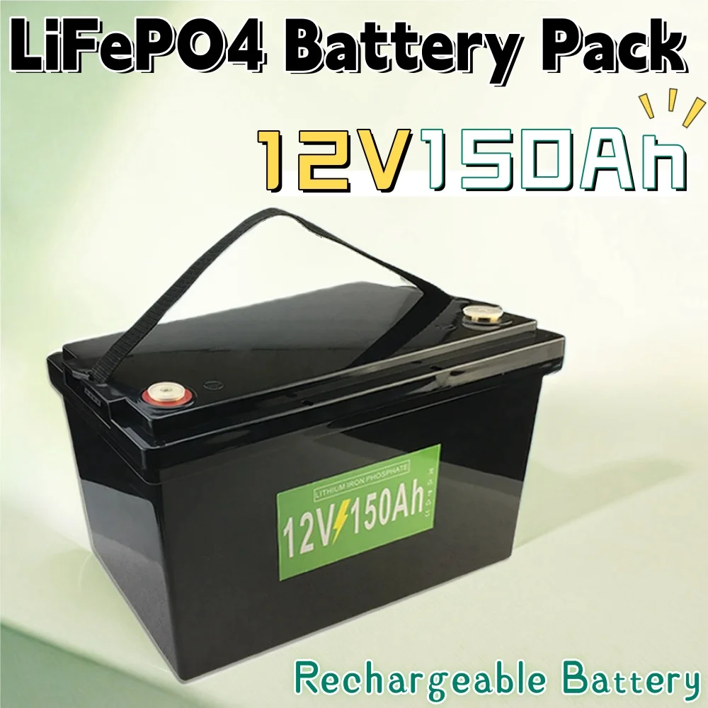 

12V 150Ah Rechargeable LiFePO4 Battery Pack For Electric sprayer children's toy car solar street lights emergency lights et