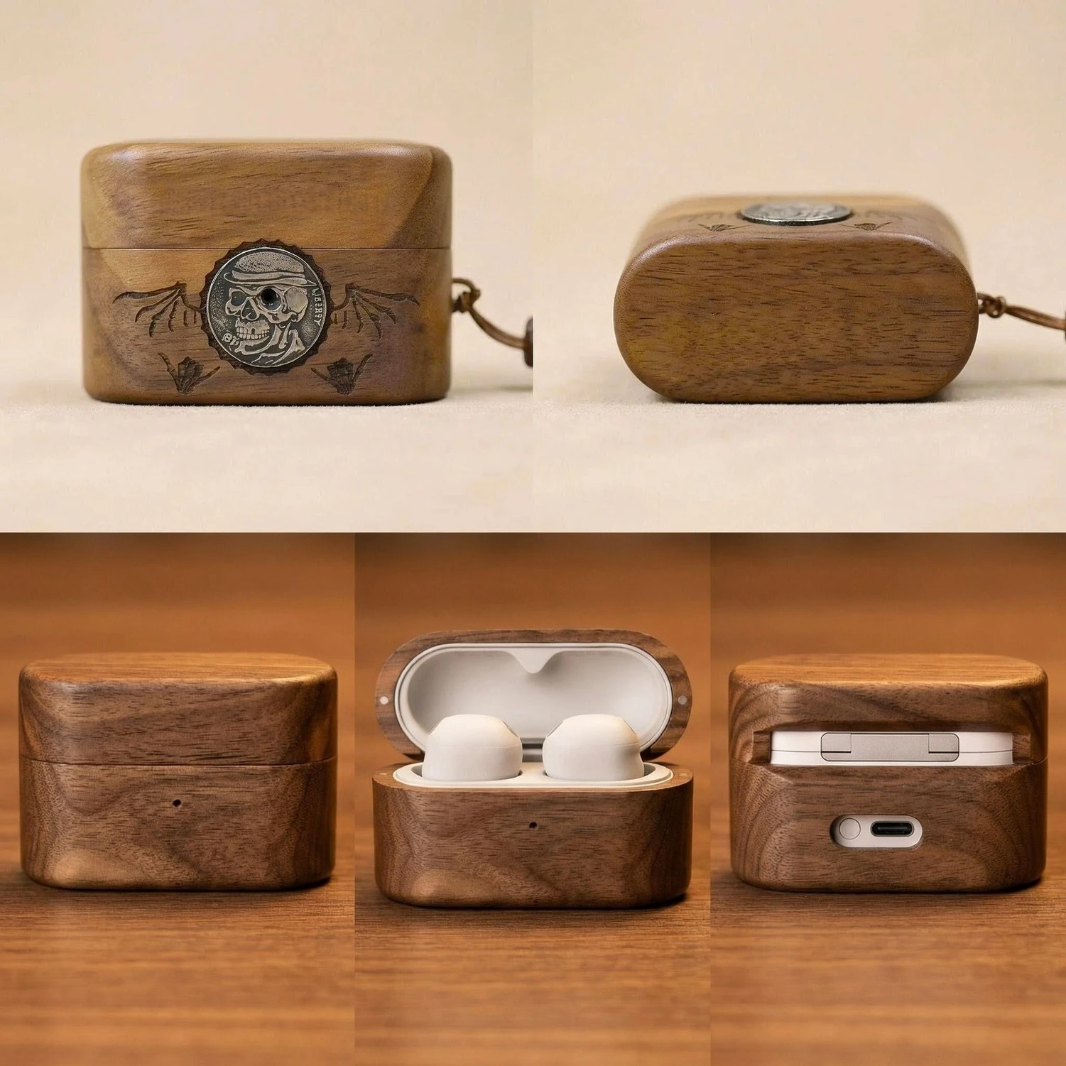 Original Handmade Walnut Wood Case for Sony WF-1000XM6 (XM6), Personalized Custom Solid Wood Earbuds Case, Unique Grain Vintage