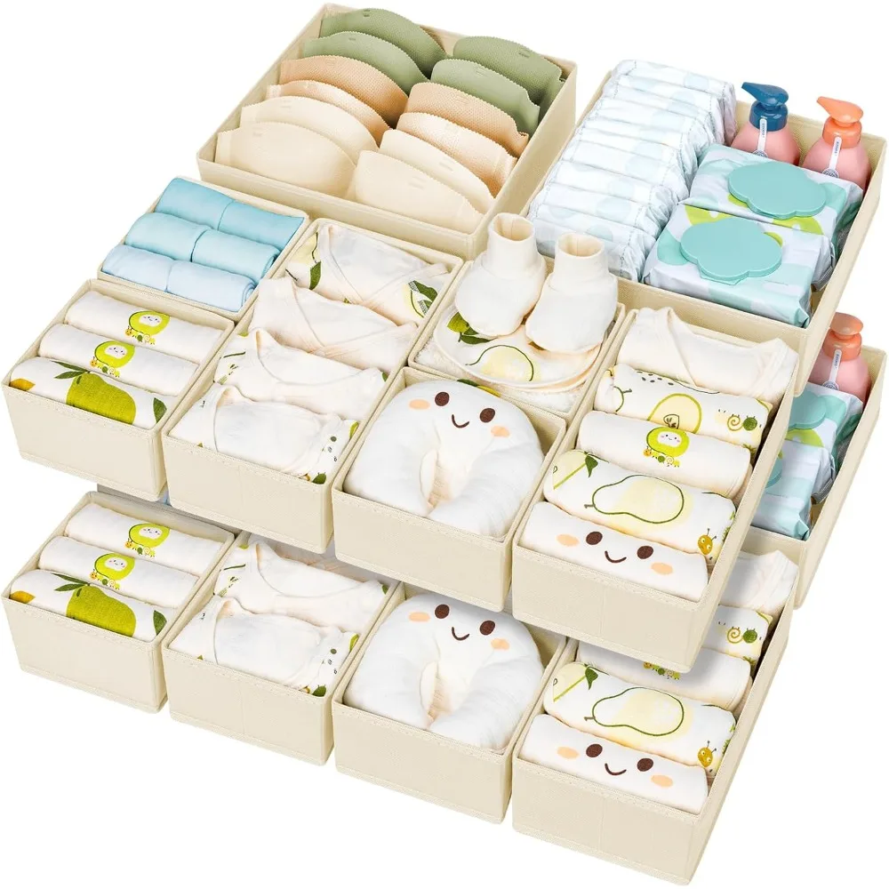 

Drawer Organizer Clothes 15 Pack - Foldable Baby Organizers and Storage & Dresser Organizer for Bedroom, Closet - Nursery Organ