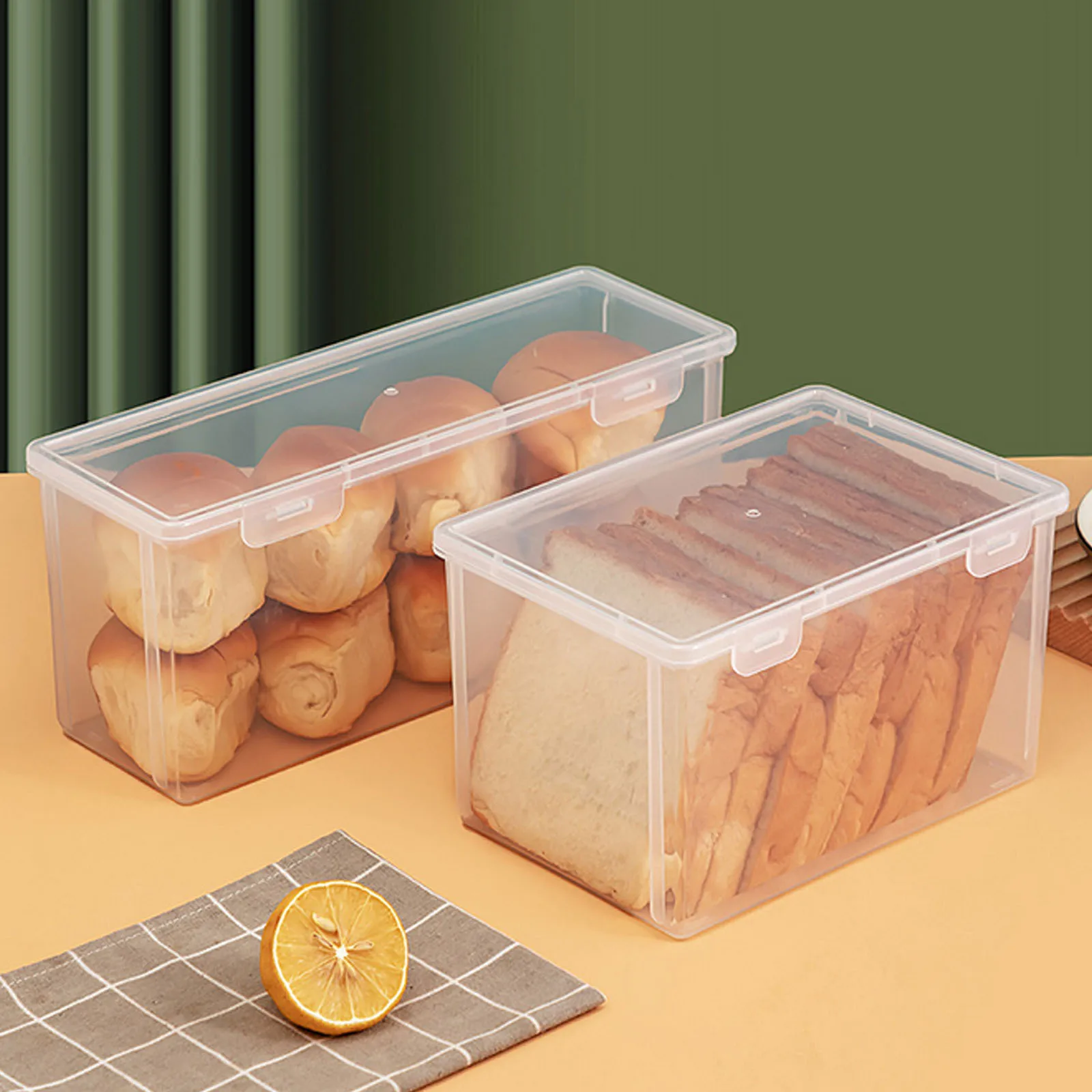 

Plastic Bread Box Large Capacity Fresh Keeping Container for Home Use Transparent Dispenser Style Storage for Bread and Cakes