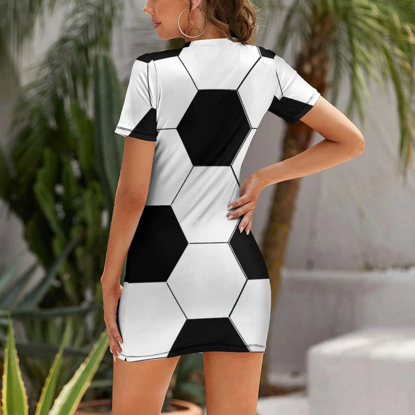 MAN CAVE SOCCER BALL FOOTBALL DESIGN FOR SPORTS LOVERS BY OZCUSHIONSTOO Short Sleeved Dress long dress women summer