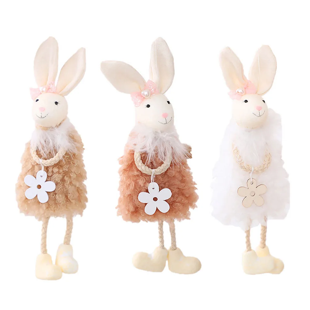 3 Pcs Bunny Pendant Easter Party Accessories Stuffed Room Decor Bunnies Figurine Decorate