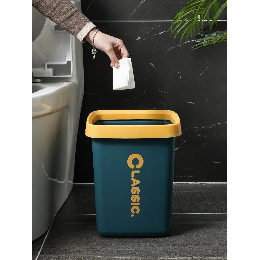 

Nordic Square Press Ring Trash Can for Household Living Room Bedroom Large Bathroom Creative Waste Bin Modern Home Use