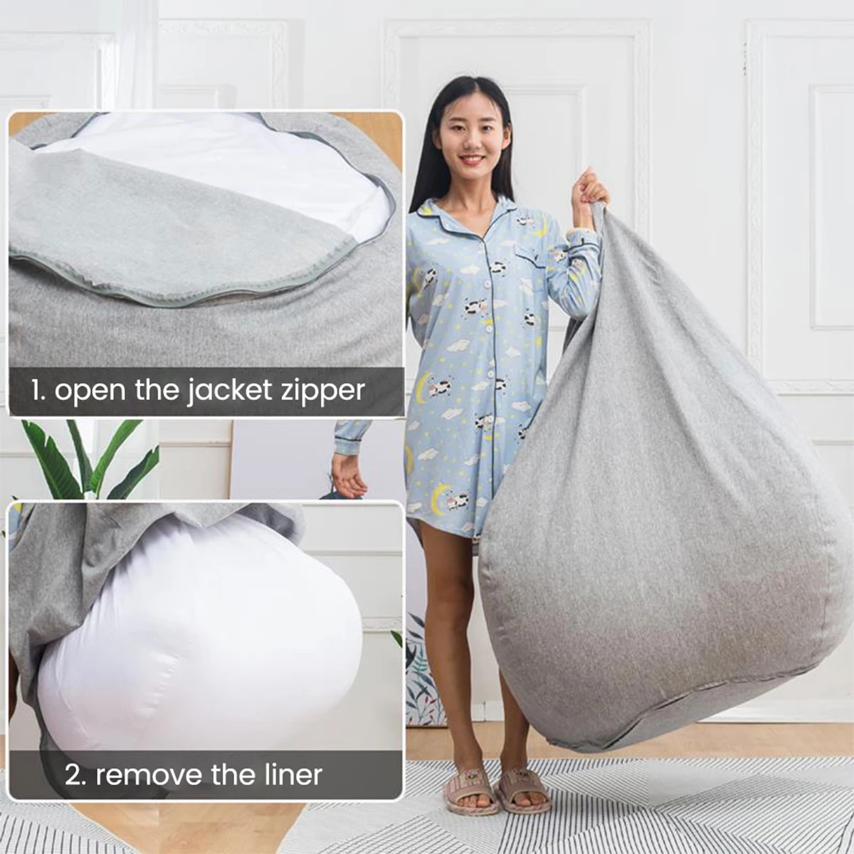 Sofas Cover Removable Lazy Sofa Inner Liner Anti-fouling Replacement Bean Bag Inner Liner Bean Chair Bean Bag No Padding