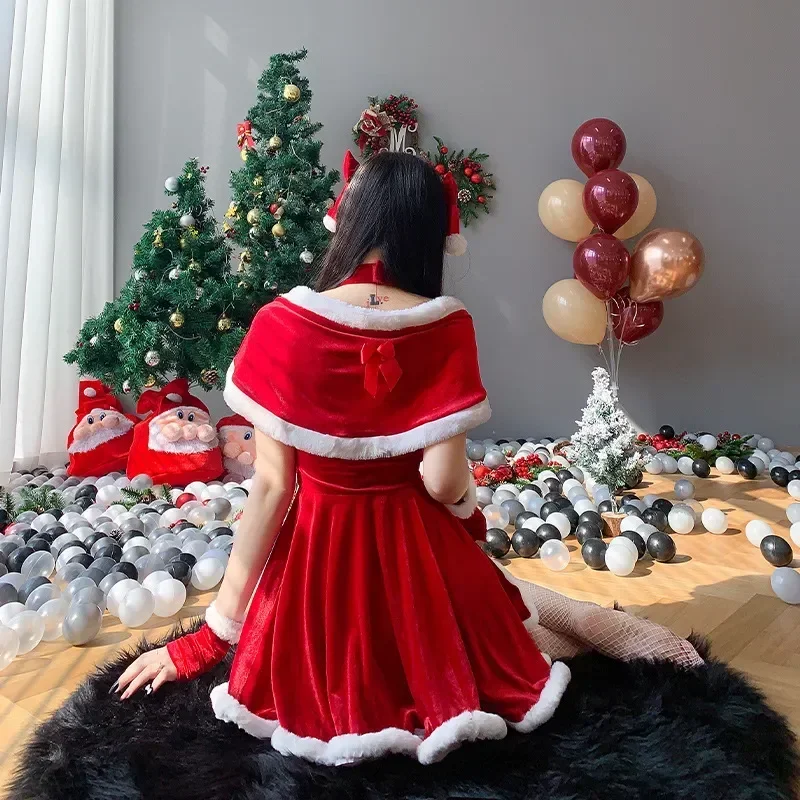 Kostiumy świąteczne kobiety ubierają cosplay kostium Świętego Mikołaja Xmas seksowna dama zimowa sukienka króliczek dziewczyny jednolita sukienka strój 2023