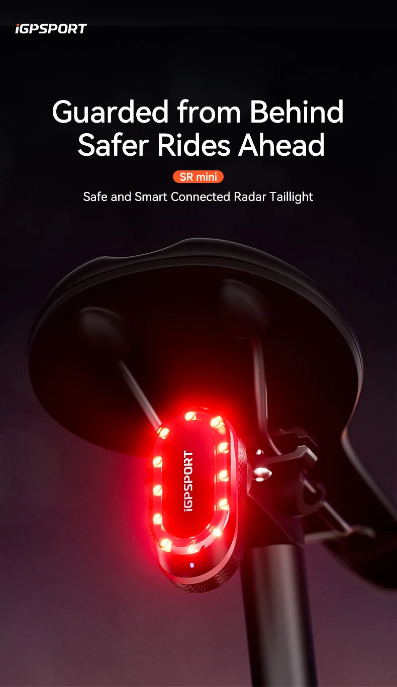 Radar con luz trasera iGPSPORT SR mini – detección hasta 160 m Radar con luz trasera iGPSPORT SR mini – detección hasta 160 m