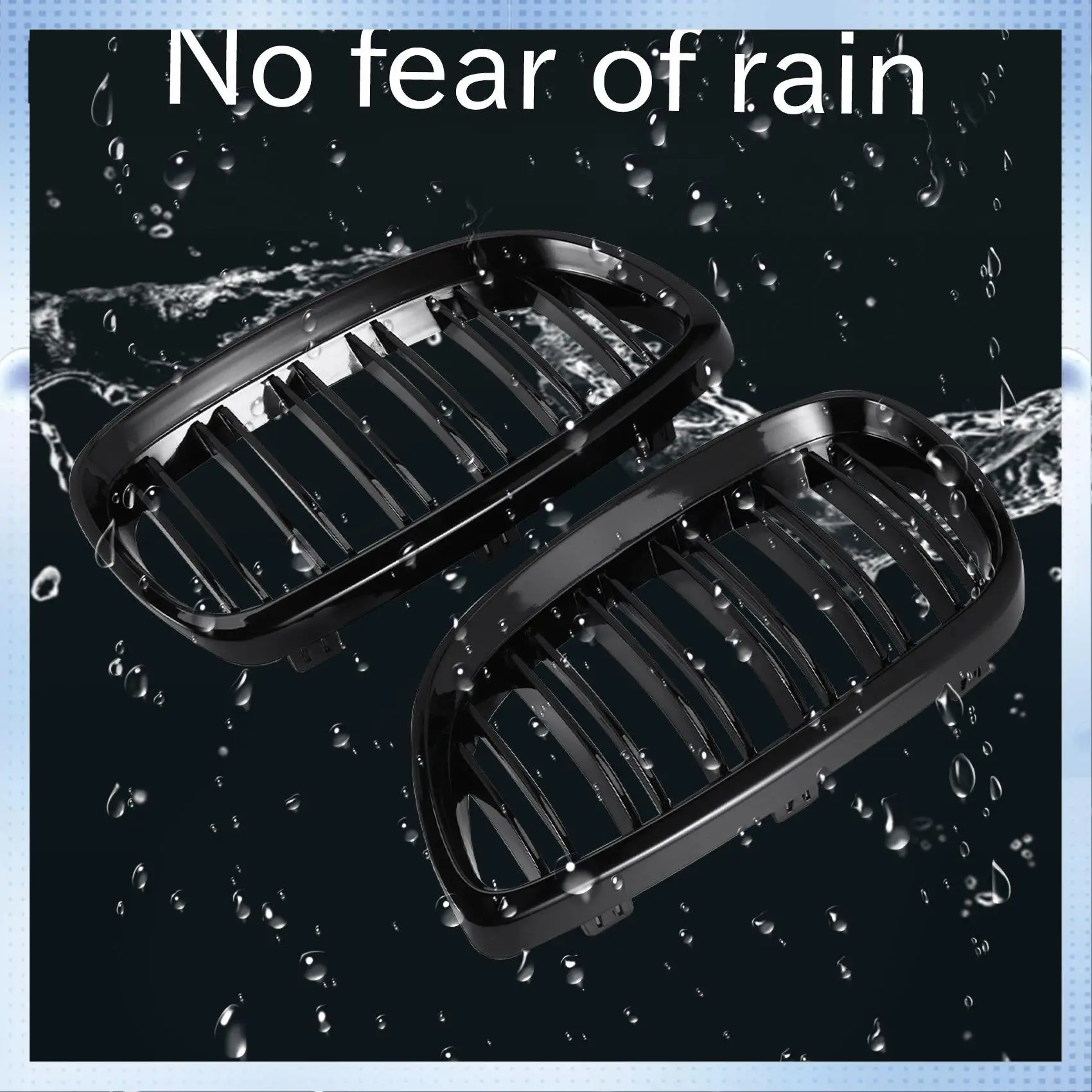 

AM-2Pcs Front Bumper Kidney Twin Fins Sport Grill Grille For BMW 3 Series E92 E93 M3 Two Doors 2006-2009(Bright Black)
