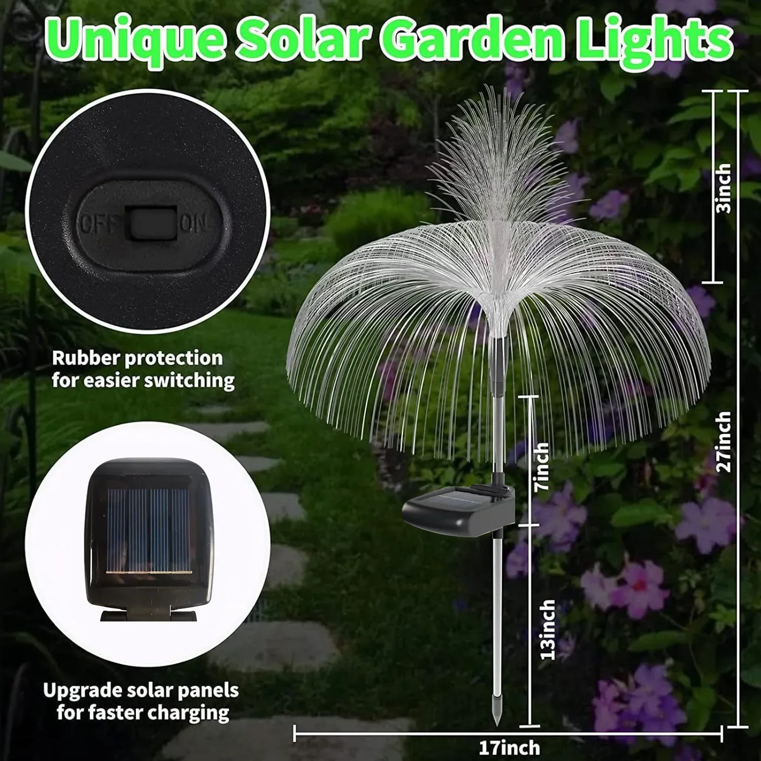 solar jellyfish lamp, waterproof 7 color gradient single and double jellyfish solar garden lamp garden decorative garden light