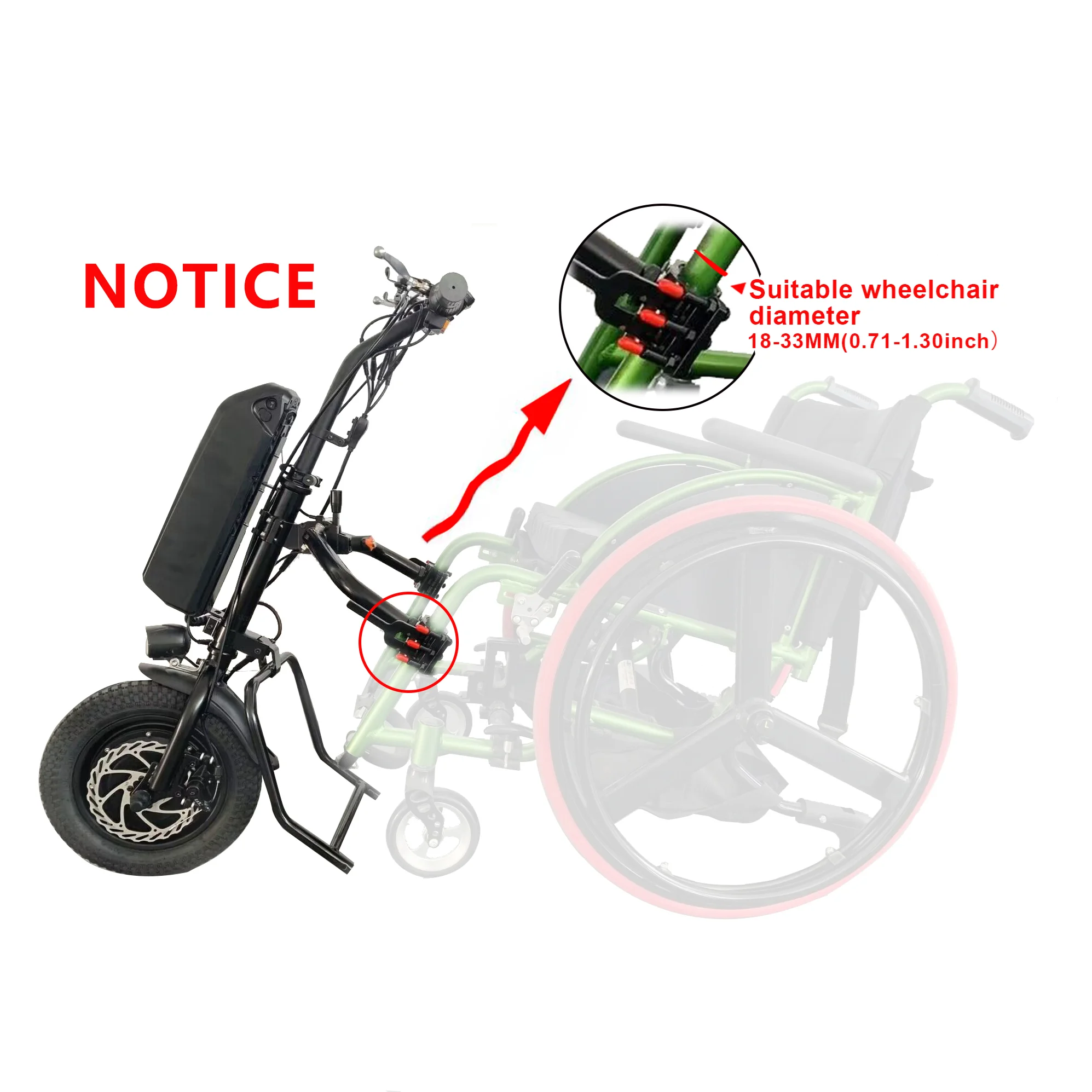 Elesmart 12 Inch Electric Handcycle Tractor Conversion Kit 36V 250/350/500W Wheelchair Attachment for Disability Aid