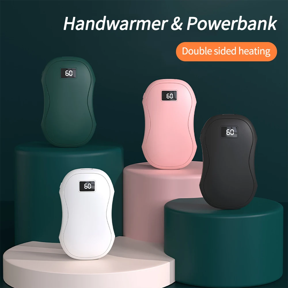 1PCS 3600mAh 2 in 1 Portable Digital Power Bank Fast Charging Backup Power Bank Mini Hand Warmer Heating Pad USB Rechargeable