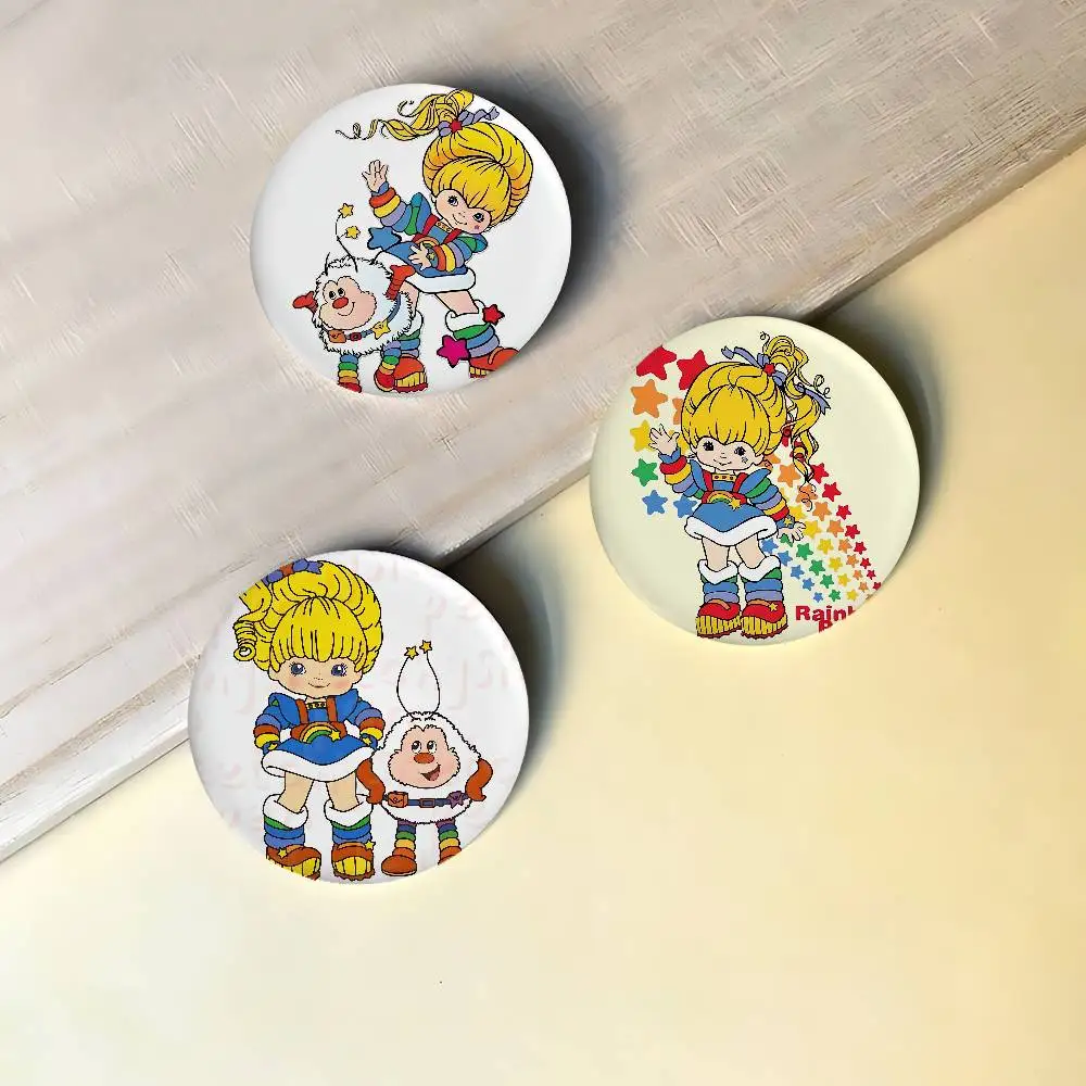 Cute R-Rainbow B-Brite Badges Peripheral Lapel Pins Tinplate Round Brooch For Shoulder Bag Accessories Souvenir Gifts