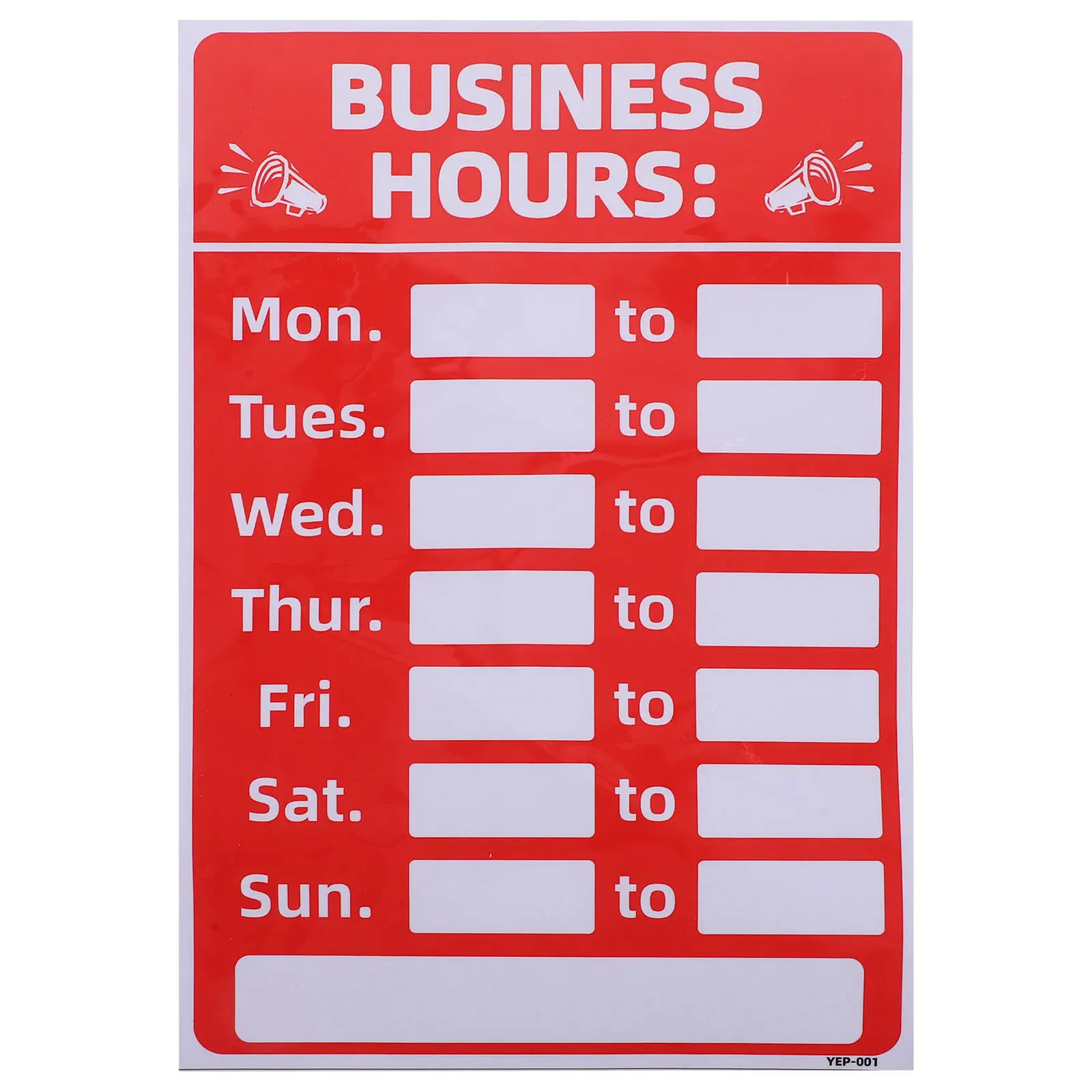 PVC Business Hours Sticker Rewritable Sunproof Fade Proof Waterproof Oil Proof Adhesive Opening Sign for Shop Store Cafe Bank