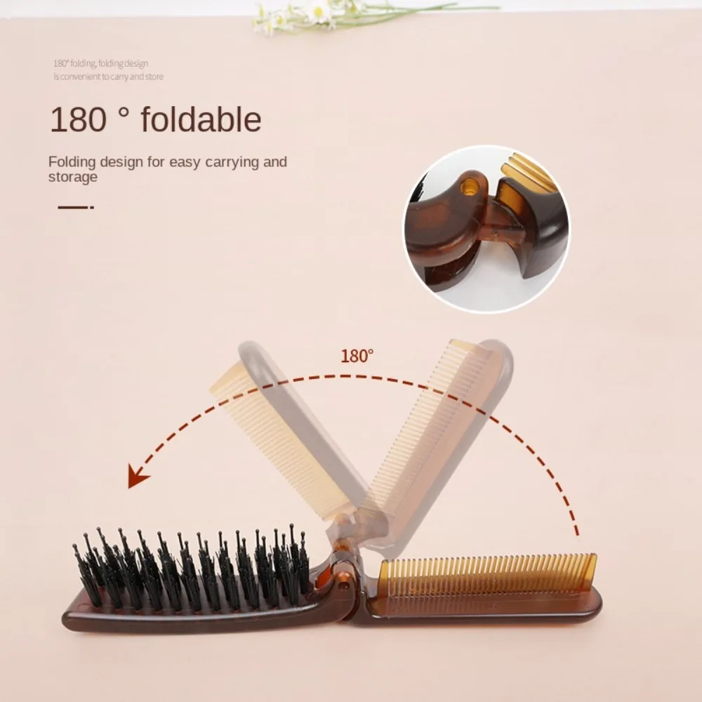 Portable 2-in-1 Foldable Comb Anti Static Straight Curly Dual Purpose Fluffy Comb Massage Comb Hairdressing Tool