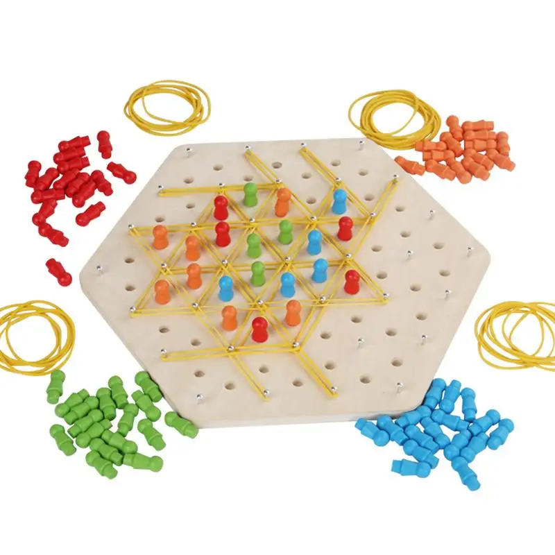 Chain Triangle Chess Game Wood Chess Game Strategy Board Game & Interactive Brain Teaser Chain Chess Desktop Puzzle Game For