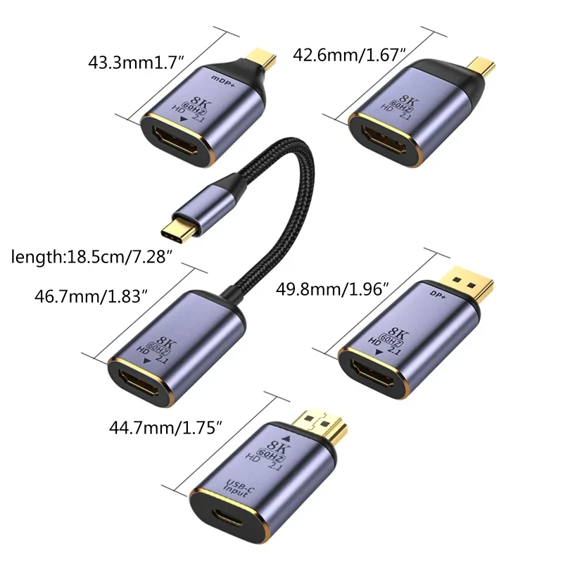 8K 60Hz HDMI-Compatible2.1 Adapters Usb C/Dp/Mini Dp Naar Hdmi-Compatibele Man-Vrouw Converter Voor Pc Computer Hdtv Monitor