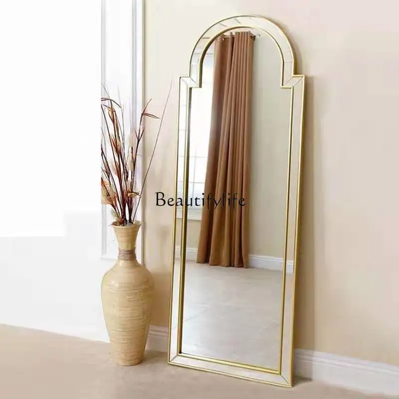 

Light luxury full-body mirror American arch floor-to-ceiling wall-mounted household bedroom mirror