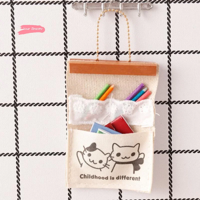Leuke Mini Muur Opbergtas Hangende Zakken voor 1/12 Poppenhuis Thuis Scène Decoratie Micro Schaal Foto Props Poppenhuis Accessorie