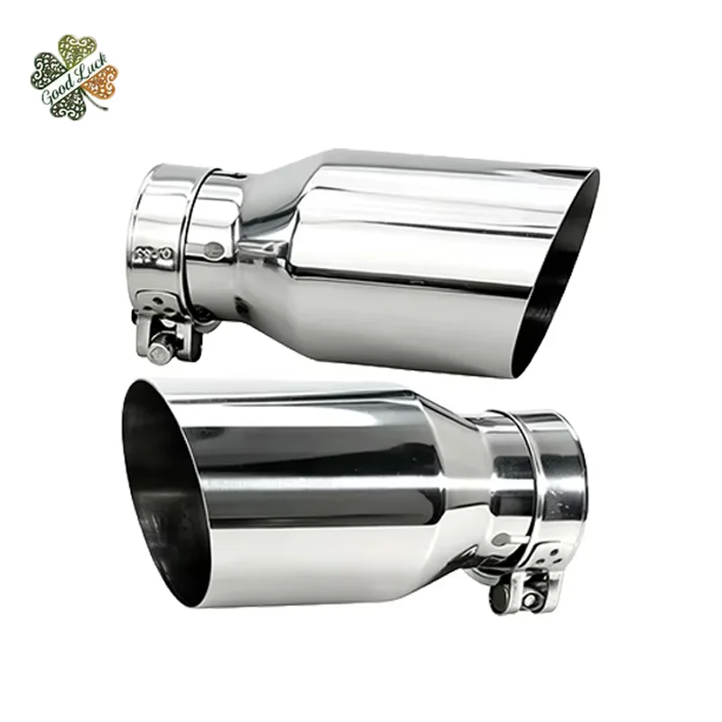1 General-purpose stainless steel single-layer straight-edge angled outlet for car exhaust pipe - Car muffler tailpipe tail end 4
