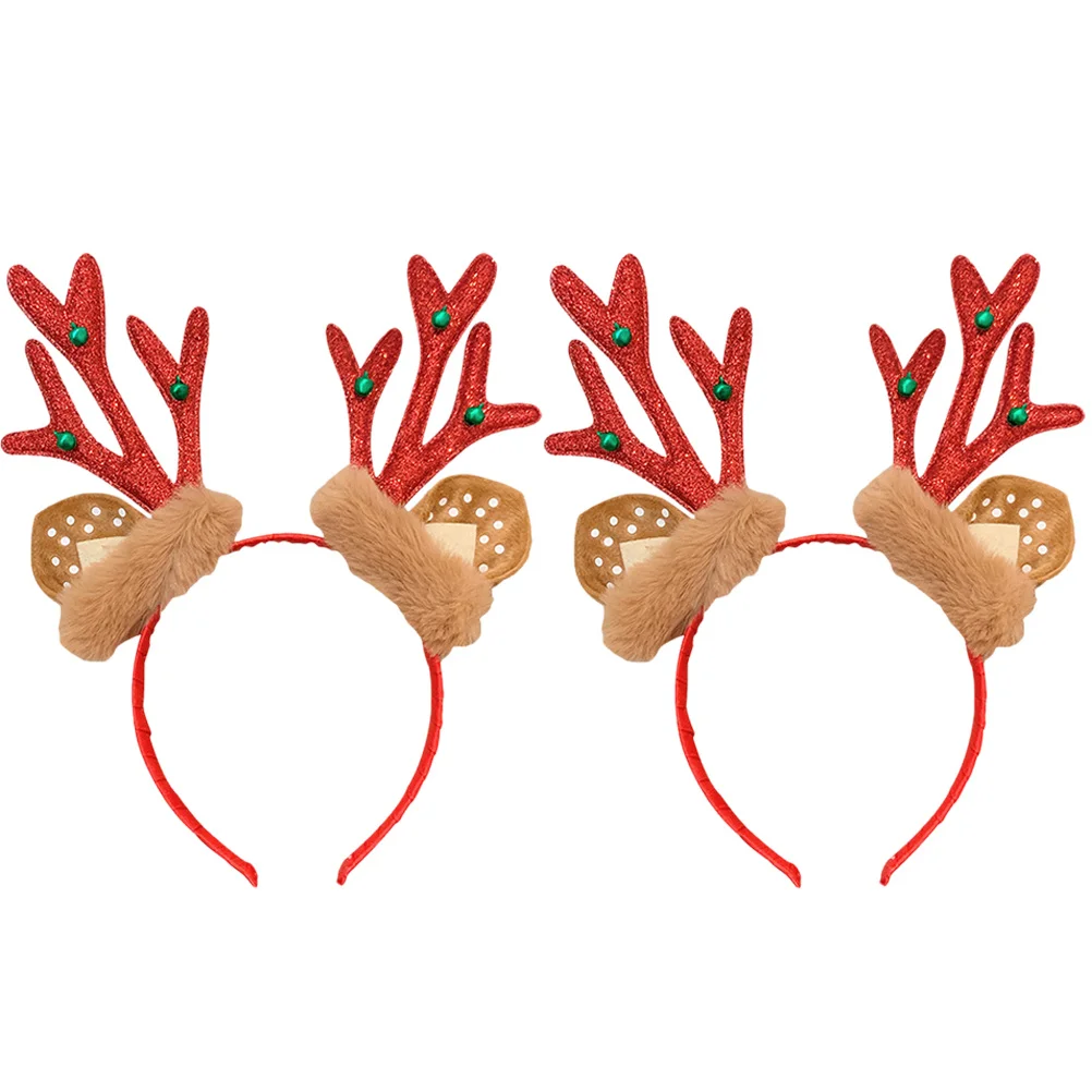 

2Pcs Christmas Reindeer Antler Headband Xmas Party Supplies Exquisite Headdress Festive Decoration Christmas Antler Headband