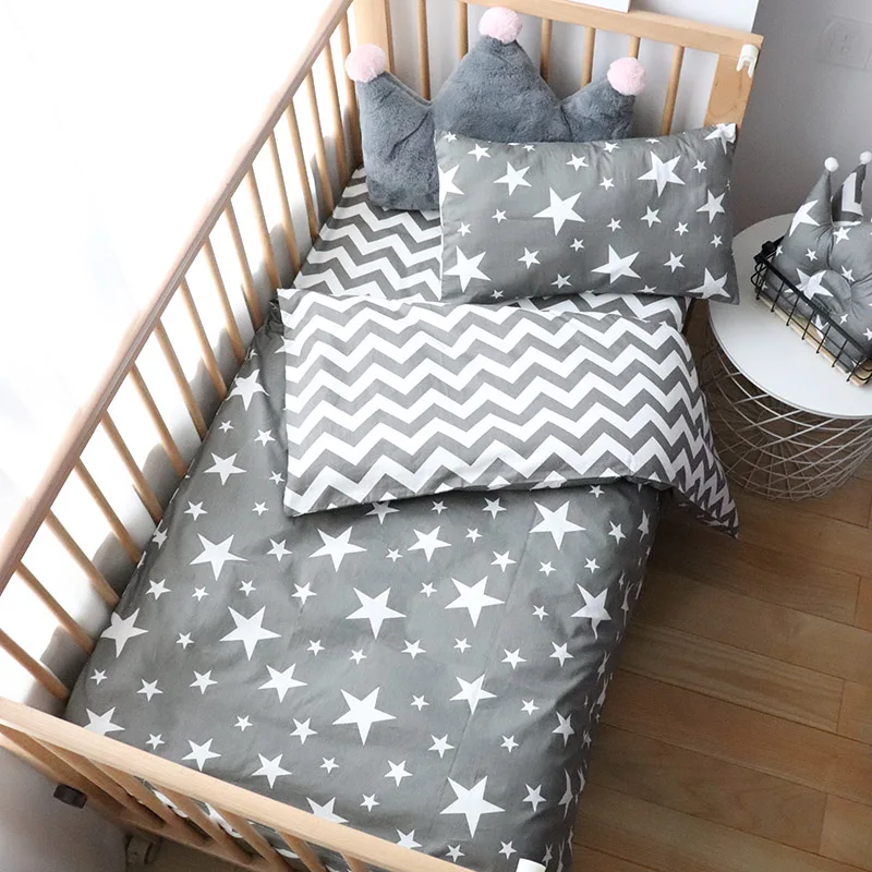  3Pcs Cotton Baby Crib Cot Bedding Set For Boy Girl Include Duvet Cover Sheet Pillowcase Kids Nursery Decor for Newborn Toddler