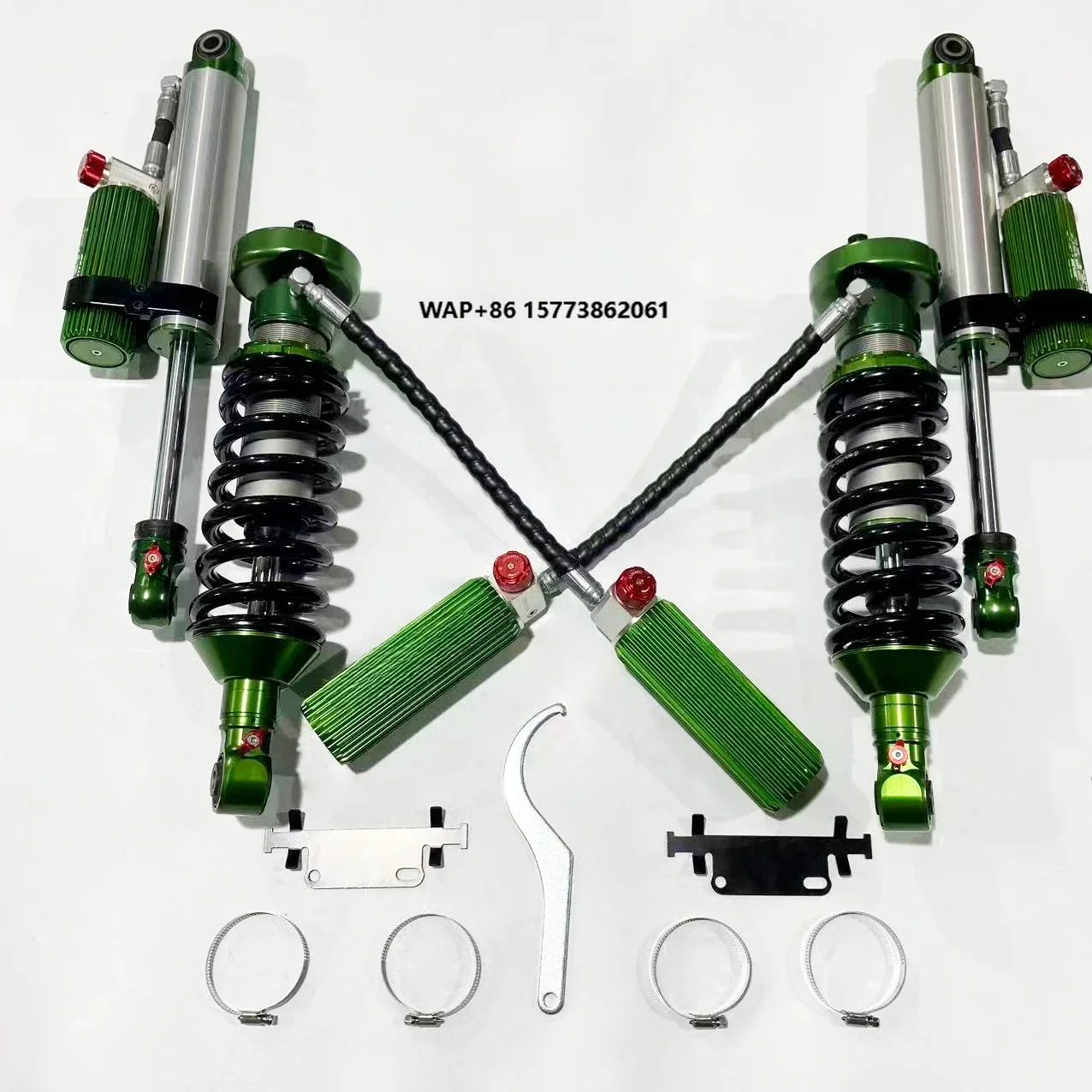 Green 2-inch Lift Kit Front/Rear 2.5-inch Diameter Shock Tubes Dual Adjustable Compression Rebound