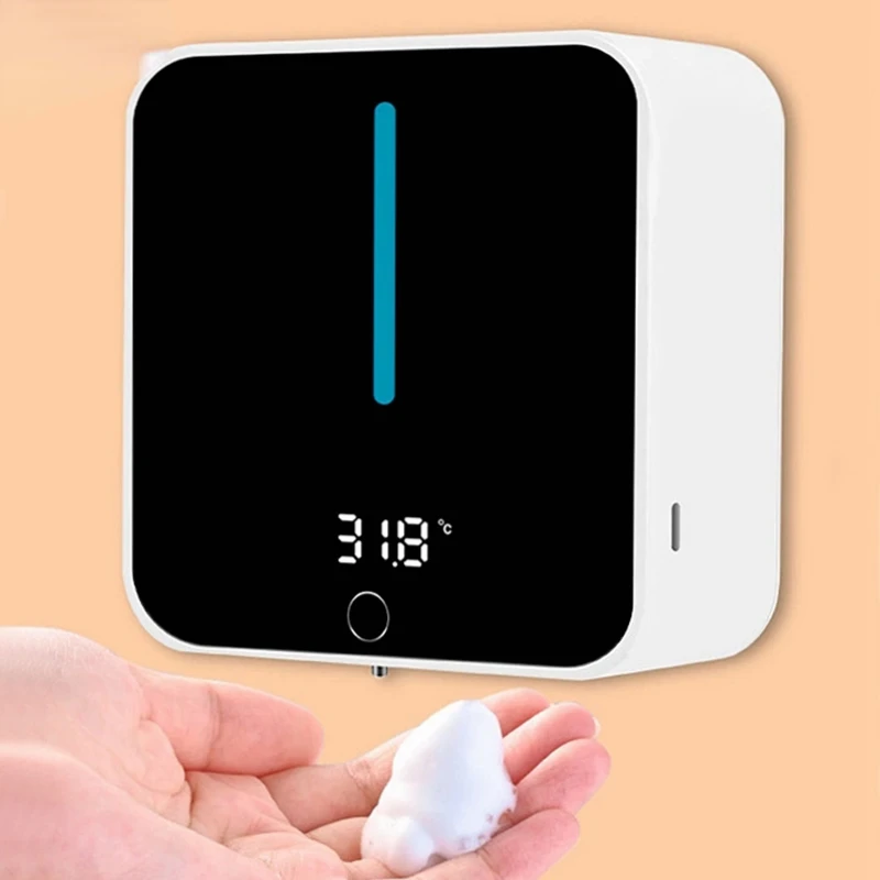 Automatic Induction Liquid Soap Dispenser LED Display Wall Mounted Household Kitchen Hand Washer