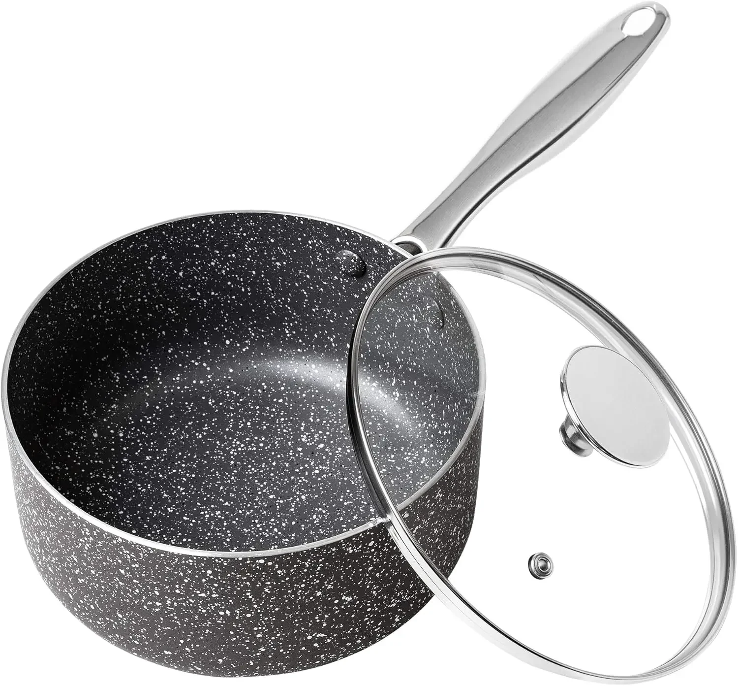 NEWSauce Pan with Lid 3QT Saucepan Nonstick Small Pot Granite Sauce Pan with Stainless Steel Handle Saucepan nduction Compatible