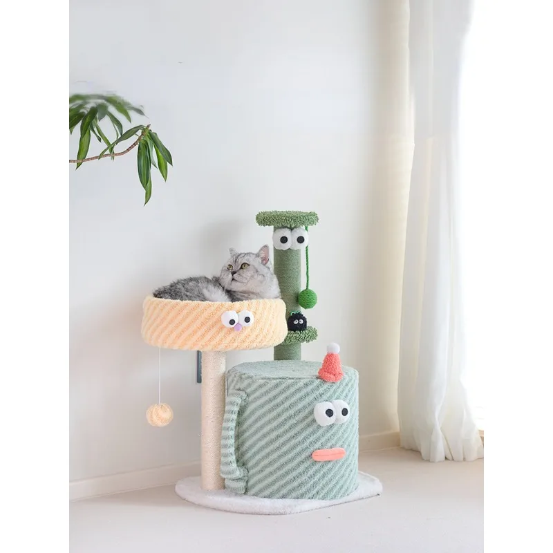 

Cat Climbing Frame Nest Tree Integrated Small Scratching Post Board Supplies Does Not Cover an Area