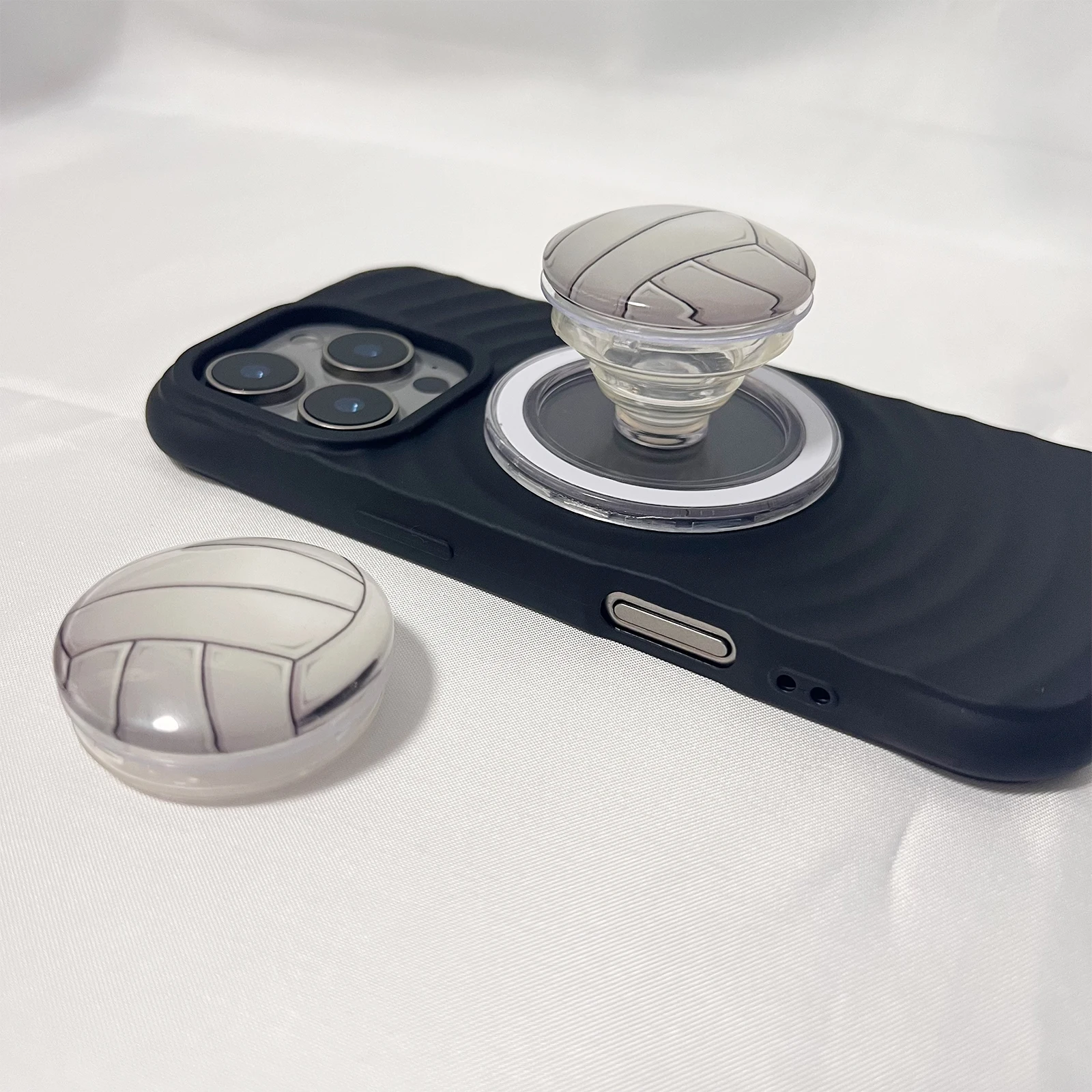 เคสโทรศัพท์มือถือแบบลูกบอลคริสตัล 3 มิติ สีขาว พร้อมที่วางโทรศัพท์แบบตั้งได้ รองรับแม่เหล็ก Magsafe สำหรับ iPhone Samsung Griptok