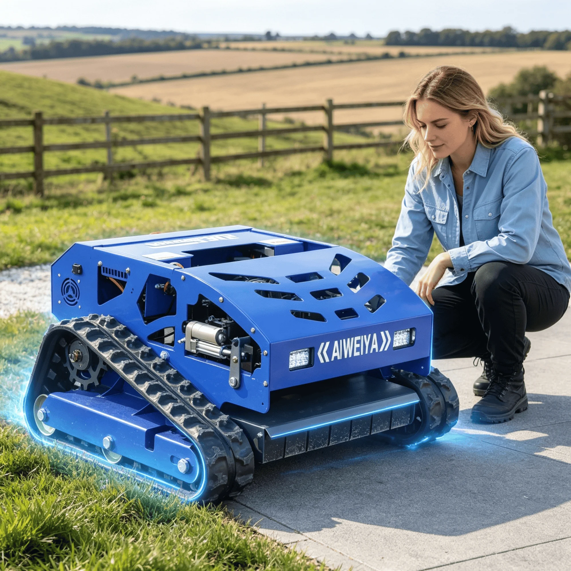 Customized Sloped Farmland 550h four‑stroke Gas Remote Controlled Flail Mower, Durable Rubber Tracks For Long Service Life