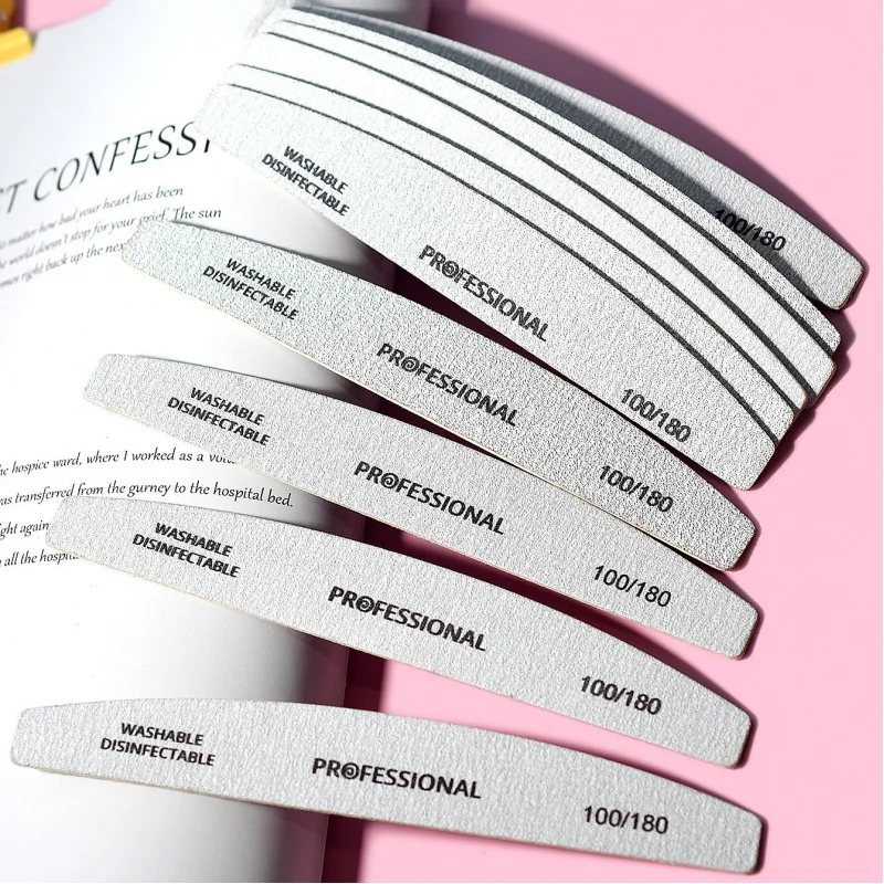 Profesjonalne pilniki do paznokci drewniane 10 szt./partia 100 180 240 pilniki emerytowe do manicure szare łódki dwustronne drewniane pilniki do pedicure