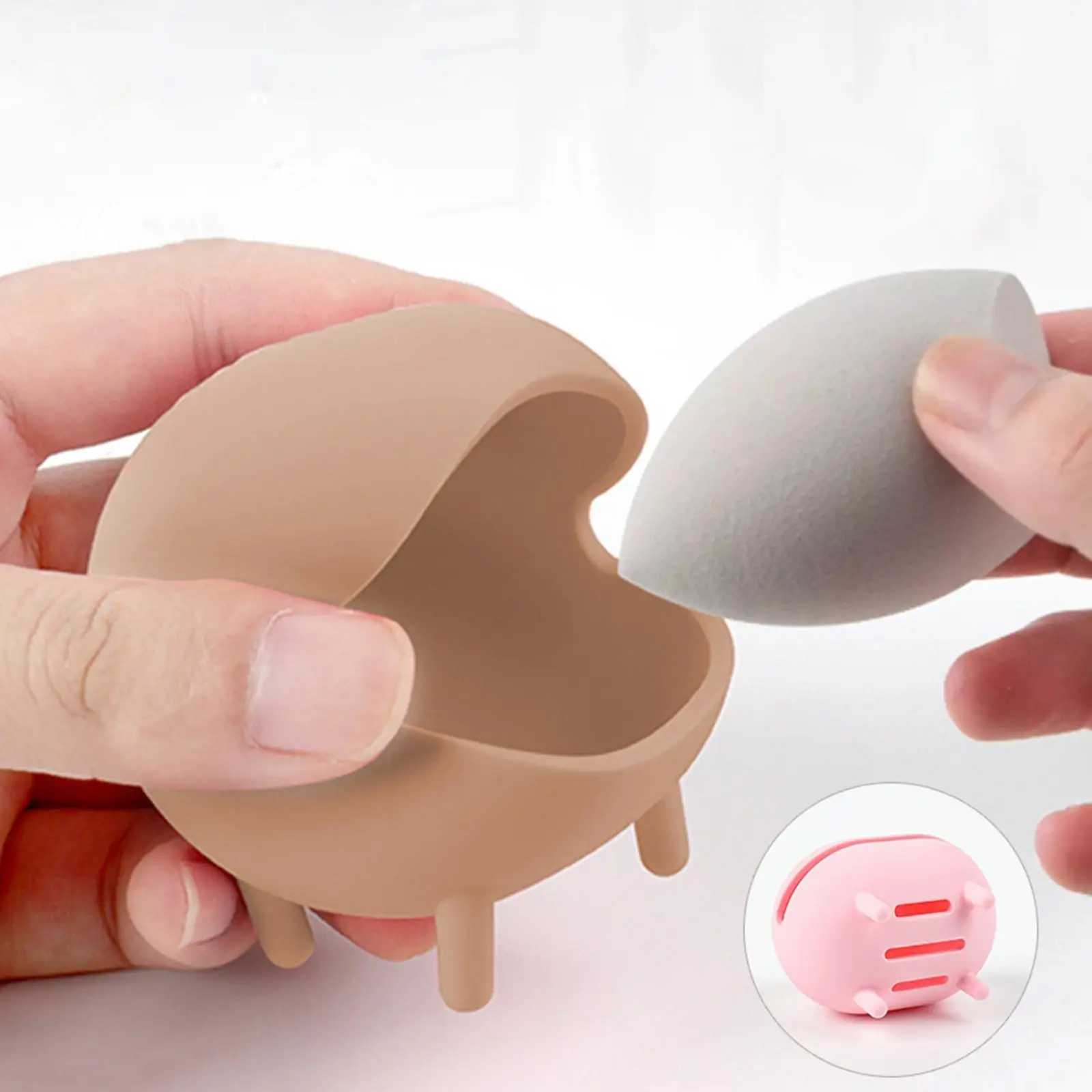 Makeup Sponge Holder Egg Sponge Stand Dryer Rack for Cosmetic Puff Drying Storage Silicone Case with Ventilation Holes