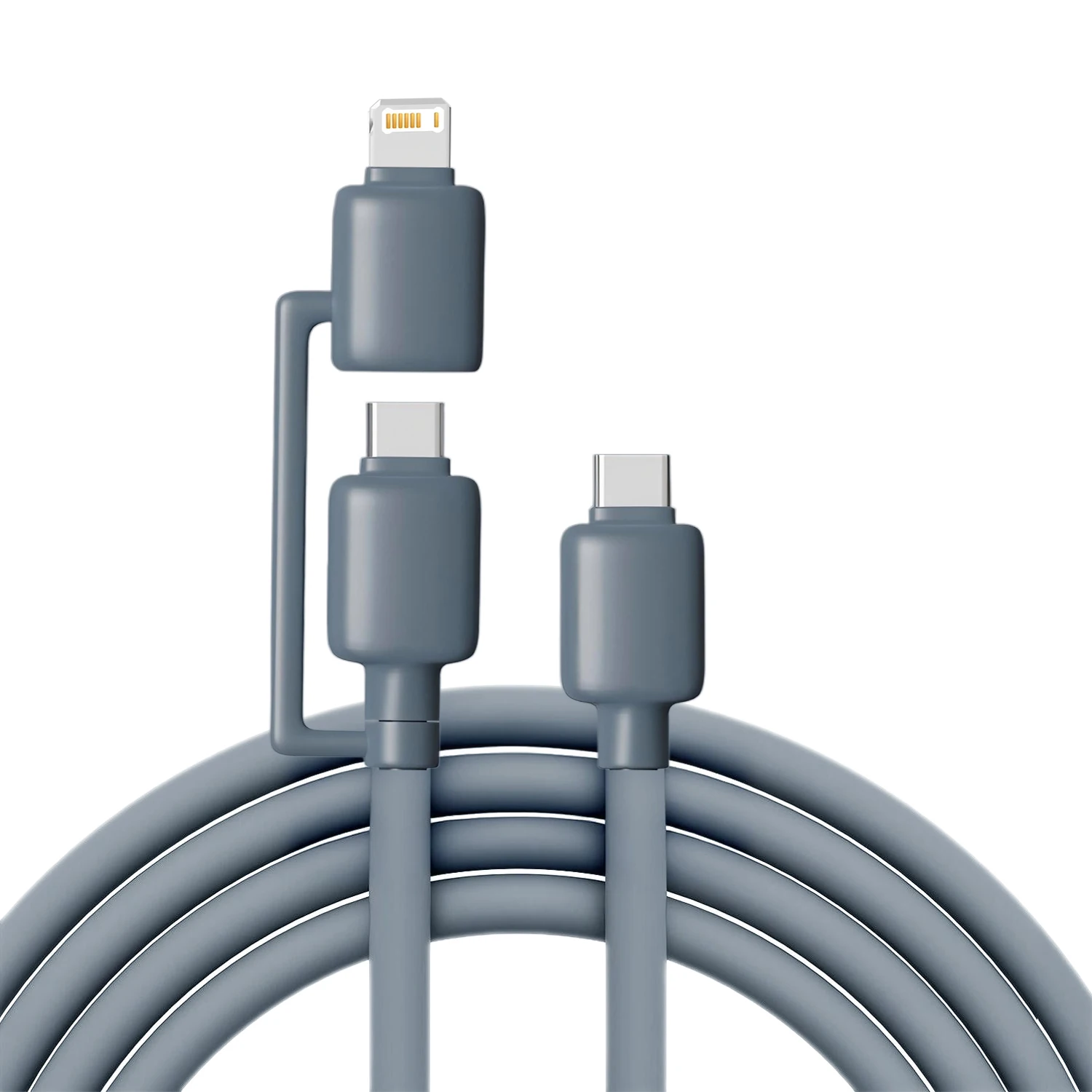 2 IN 1 PD max240W USB C to C or Type-C to L Fast Charging Data Cable For iPhone 17 16 15 14 13 12 11 Xiaomi Android PD Cable