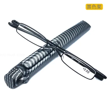Flip üst kapak moda mini bahar çerçeve okuma gözlüğü reçine lens taşınabilir kalem varil okuma gözlüğü erkekler ve kadınlar için