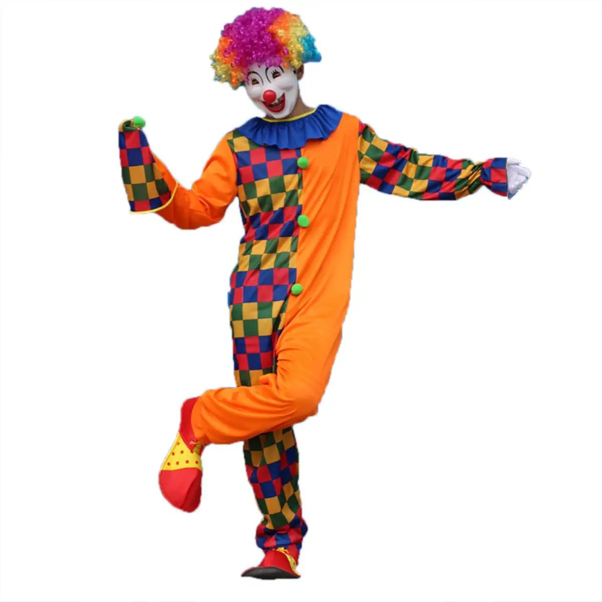 

Clown Costume Adult Men Lightweight Halloween Masquerade Carnival Party Outfits Suit Washable Reusable Cosplay