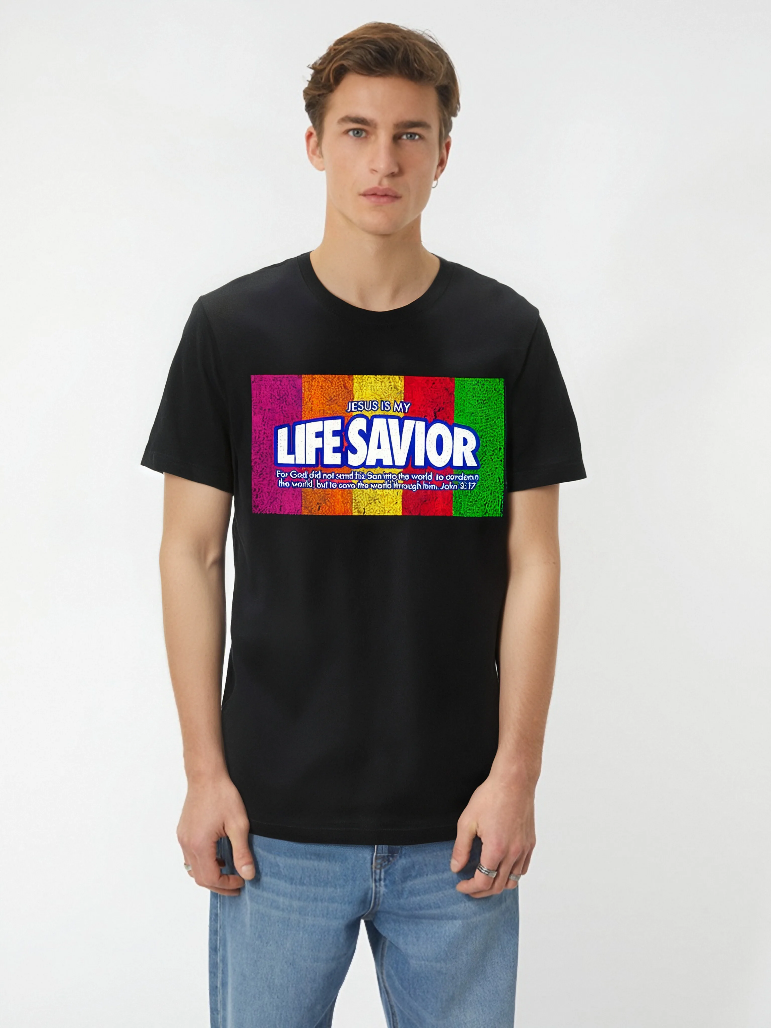 Jesus Is My Life Savior Premium T-Shirt unny Men’s Short Sleeve Graphic T-shirt Collection black Tee