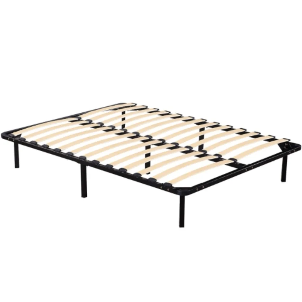 

Queen Bed Frame, Industrial Metal Bed Frame Queen Size, Queen Size Bed Frame with Wooden Slat Support hold up to 551 lbs