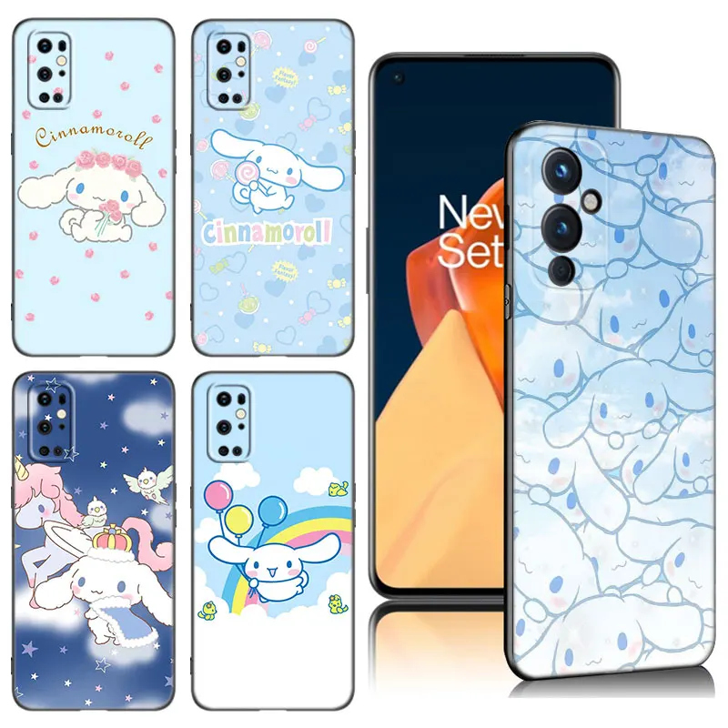 Cute Kitty Cinnamoroll Black Silicone Phone Case For OnePlus 9R 10R 11R 12R ACE 2 Pro 2V 3V Nord CE 2 3 Lite 4 N10 N20 N30 SE 5G